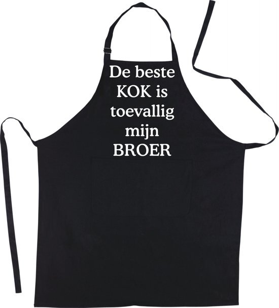 mijncadeautje - Schort - De beste kok is toevallig mijn - BROER - Mooie - grappige - leuke Keukenschort - Zwart