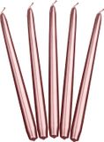 Merkloos Partydeco Dinerkaarsen - rose goud - 10x stuks - 24 cm - 5 Branduren