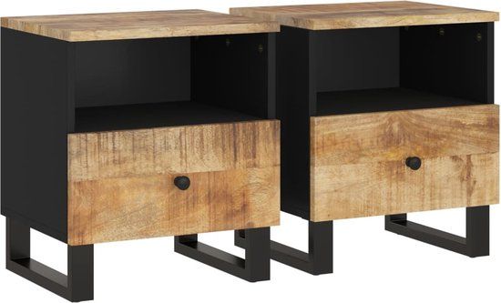 vidaXL Nachtkastjes 2 stuks massief mangohout en bewerkt hout