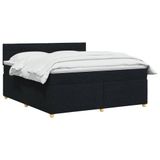 vidaXL Boxspringbed met matras, met hoofdeinde, Zwart, 160 x 200 cm, Stof