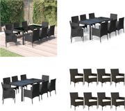 vidaXL Ensemble de jardin 9 pièces en polyrésin noir