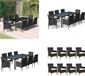 vidaXL 9-delige Tuinset Poly Rattan Zwart