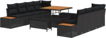 vidaXL Tuinbank - Set - 11 - st - Zwart - poly - rattan