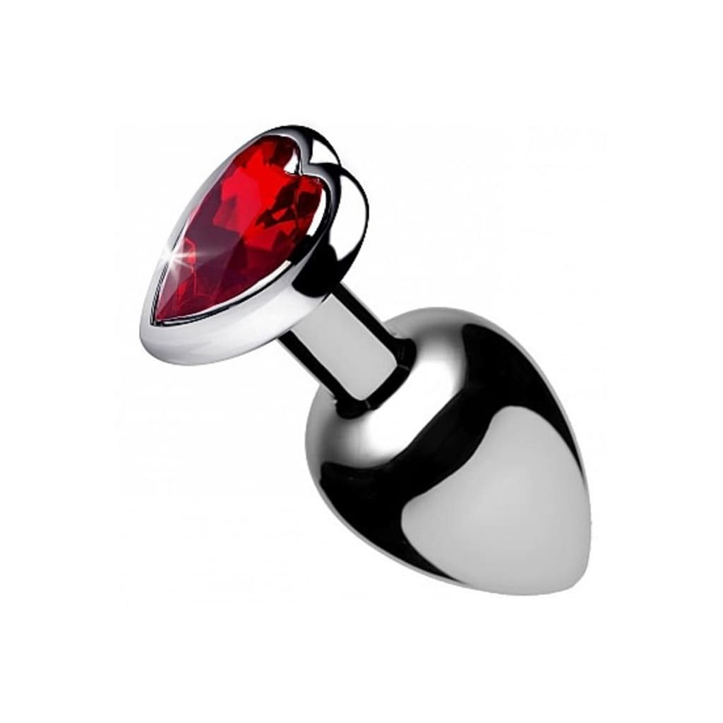 XR Brands Red Heart Gem Anal Plug Medium - Red