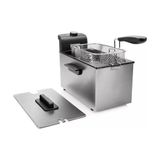 Wintem Friteuse met olie, 3 l, roestvrij staal, zilverkleurig, vermogen 2000 W, voor snel koken, instelbare temperatuur tot 190 °C, koelzone en afneembaar ontwerp, gemakkelijk te reinigen