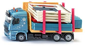 SIKU 3562, Transporter voor compleet huis, 1:50, metaal/kunststof, meerkleurig, incl. huis en stickervel