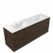 Saniclass Badkamermeubelset - 160x45x62cm - Vygo keramische wastafel wit - 2 wasbakken - 2 kraangaten - 4 lades - mat eiken charcoal