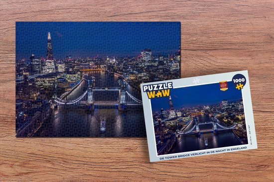 MuchoWow Puzzel De Tower Bridge verlicht in de nacht in Engeland - Legpuzzel - Puzzel 1000 stukjes volwassenen