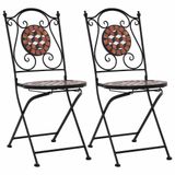 VidaXL Mozaïek Klapstoelen, 2 Stuks, Bruin Keramiek
