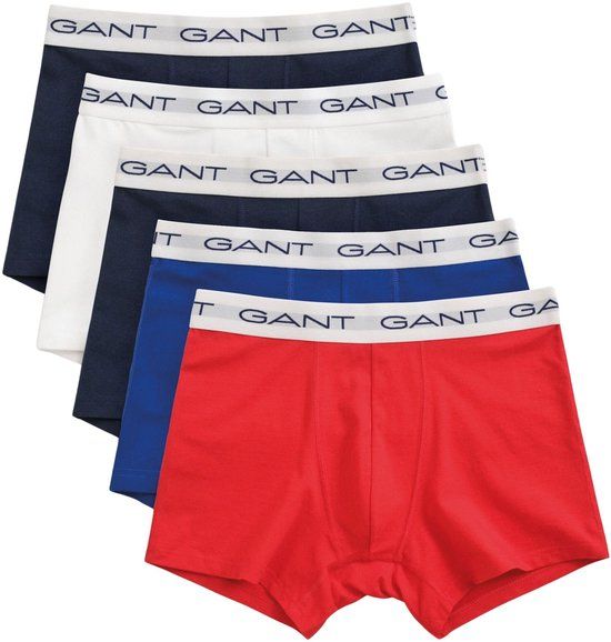 Gant Trunk Boxershorts Heren (5-pack) - XXL - Navy - Wit - Blauw - Rood