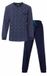 MEQ Heren Pyjama - Geometrisch Patroon - Katoen - Navy Blauw - Maat M