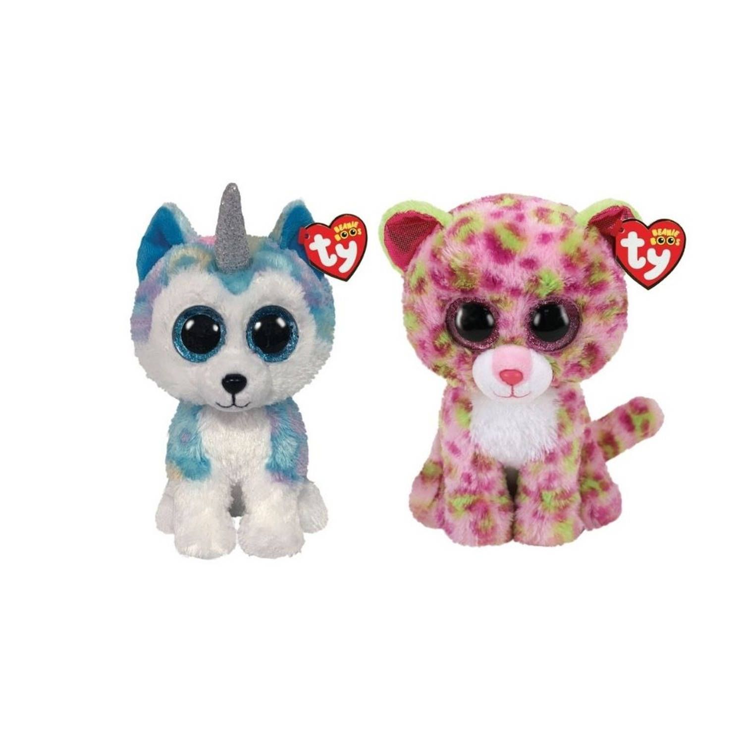 TY - Knuffel - Beanie Buddy - Helena Husky & Lainey Leopard - Meerkleurig