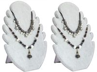 Loopunk 2-delige fluwelen kettingstandaard, grijze kettingdisplay, sieradenstandaard met 5 inkepingen, opbergrek voor kettingen en sieraden