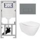 Geberit QeramiQ Salina Toiletset - rimless - Geberit inbouwreservoir - diepspoel wandcloset - softclose - quickrelease - bedieningspaneel - met bedieningsplaat licht grijs - rechthoekige knoppen - wit glans