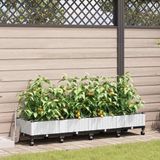vidaXL - Plantenbak met Irrigatie en Wielen - 4 st - Wit - PP