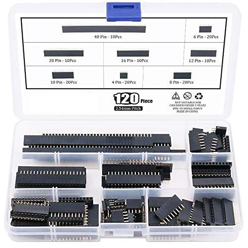 ICQUANZX 120 stks 2.54mm rechte enkele rij printplaat vrouwelijke pin header socket connector strip assortiment kit voor prototype schild (enkele rij)