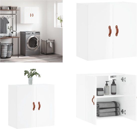 vidaXL Wandkast 60x31x60 cm bewerkt hout hoogglans wit