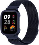 By Qubix Qubix - Milanese bandje met case - Donkerblauw - Geschikt voor Xiaomi Redmi Watch 3