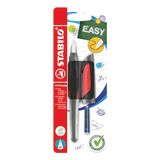 STABILO EASYbuddy Ergonomische vulpen met M punt voor rechtshandig - Incl inktpatroon - Zwart/Rood - Blister