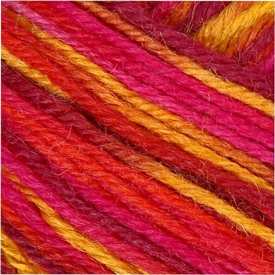 Creativ Company CC Creotime Sokkenwol 50gr Multigekleurd Rood Oranje