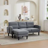 STILVORA Hoekbank 204 x 136 x 80 cm - 3-Zits Met Chaise Longue En Opbergvakken - Stof - Grijs