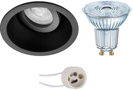 Osram - LED Spot Set - Parathom PAR16 940 36D - Pragmi Zano Pro - GU10 Fitting - Dimbaar - Inbouw Rond - Mat Zwart - 5.5W - Natuurlijk Wit 4000K - Kantelbaar - Ã˜93mm