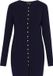 faina Navy Ribbed Knit Midi Dress with Long Sleeves and Round Neck