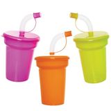 Baker Ross VC191 Neon Bendy Rietjesbekers - Set van 6, Neon Drinkbekers met Rietjes
