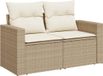 vidaXL Banc de jardin avec coussins, 2 places, poly rotin, beige