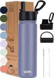 VANN® 3-Wandige RVS Drinkfles 650 ML avec paille pour Adultes – Lavender Grey
