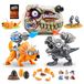ZURU Smashers Dino Island T-Rex Battles - blauwe triceratops, 50+ verrassingen, verzamelbare dinosaurussen, verrassingszandverbindingen (blauw)