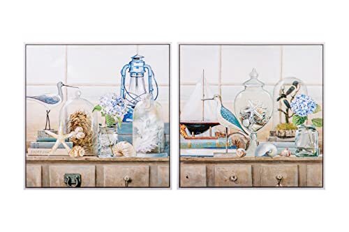 Adda Home Bodegon afbeeldingen met lijst, 40% handbeschilderd, 63 x 3 x 63 cm, 2 stuks