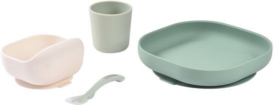BÉABA, Beaba Serviesset - Siliconen - Sage Green - 4-Delig