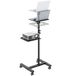 RICOO CZ0800 Beamerstandaard met wieltjes, projectorstandaard, oprolbaar, kantelbaar, met 10 kg per plank, laptoptafel met rek, laptopstandaard