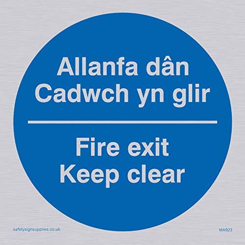 Viking Signs Viking Signs MA923-S85-S "Allanfa Dan Cadwch Yn Glir/Fire Exit Keep Clear" Sign, Stijf Zilver Kunststof, 85 mm H x 85 mm W