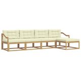 vidaXL - Buiten - bank - set - 4 - st - Wit - en - crèmekleurig - Polyester