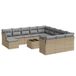 vidaXL 13-delige Loungeset met Kussens, Poly Rattan, Beige