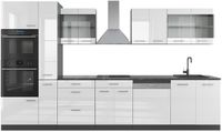 Vicco R-Line Keuken – 350 cm met hoge kast, WB Antraciet Wit hoogglans/antraciet