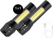 EZMarkt 2x Lampe de poche - Rechargeable 3000 Lumen - Étanche - LED - Noir