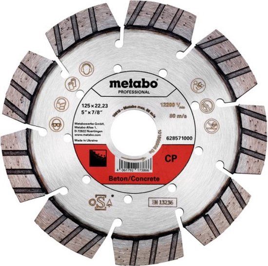 Metabo accessoires Metabo Diamantzaagblad voor beton 125x22,23 mm 628571000