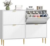 HOMCOM Opklapbare schoenenkast - MDF - Wit