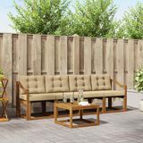 vidaXL - Bank loungeset - 5-delig - Natuurlijk en beige - Inclusief tafel