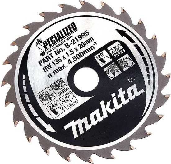 Makita B-21995 Cirkelzaagblad - 136 x 20 x 24T - Hout