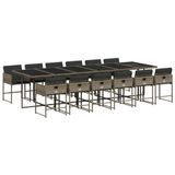 vidaXL 13-delige tuinset met kussens, grijs, polyrotan