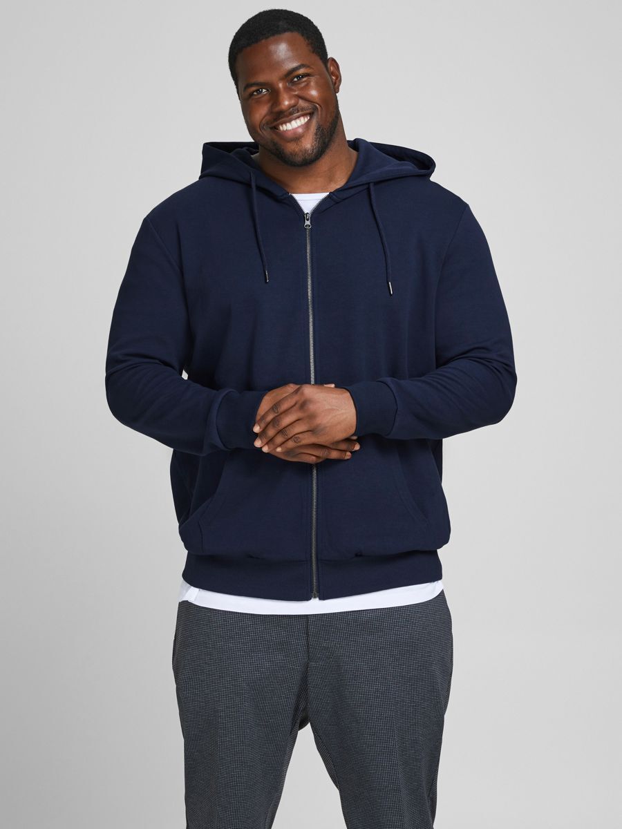 Jack & Jones Plus Size JJEBASIC Sweat Zip Hood - Navy Blazer - XXL