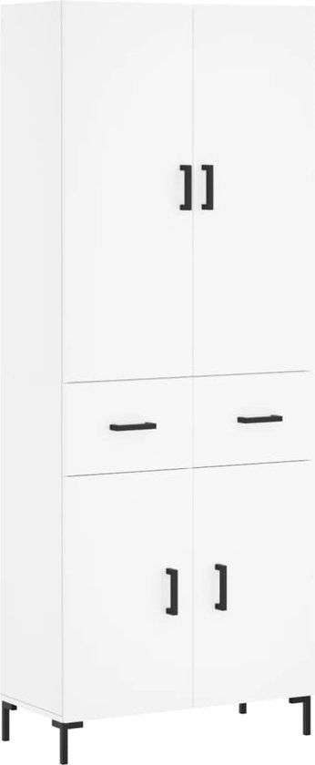 vidaXL Hoge kast 69,5x34x180 cm bewerkt hout wit