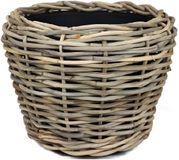 Van der Leeden Planten/bloemen mand - rotan - gevlochten riet - D57 x H43 cm - drypot - plantenpot - plantenmand - nestbaar
