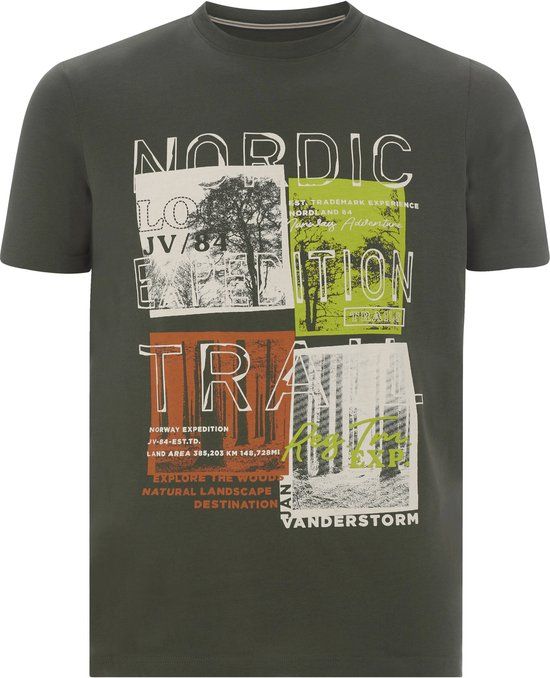 Jan Vanderstorm heren T-shirt - 76/78 - olijf - Plus Size