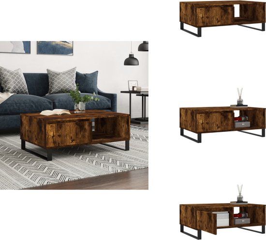 vidaXL Salontafel 90x60x35 cm bewerkt hout gerookt eikenkleurig