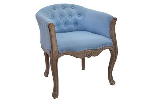 DRW Set van 2 stoelen van hout en polyester in blauw en bruin 58 x 56 x 69 cm